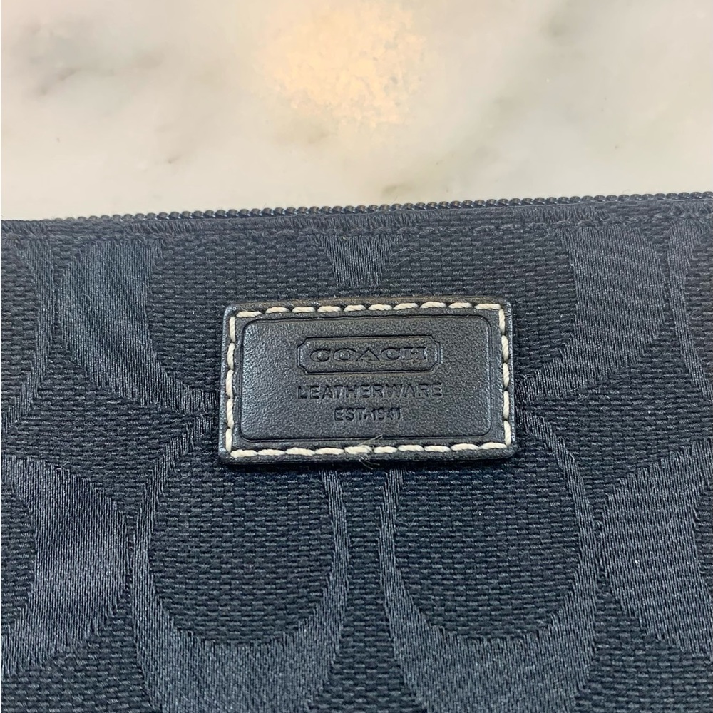Black Coach Wristlet in Signature Fabric